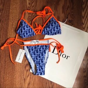 Bikini classic blue and orange Dior swimsuit